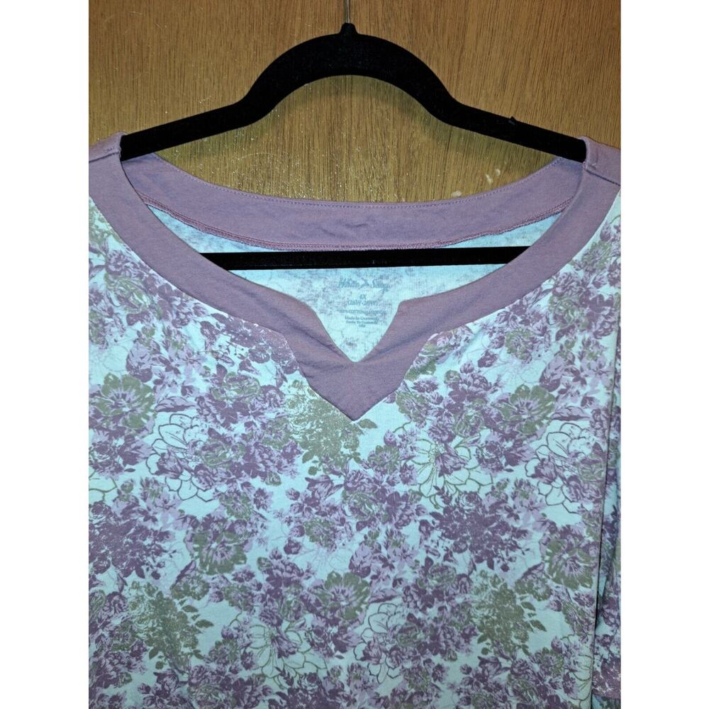 Women's Plus White Stag purple Floral T-Shirt Size 4X - Picture 2 of 6